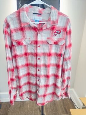 Columbia Red & White Plaid Long-Sleeve Button-Down Shirt